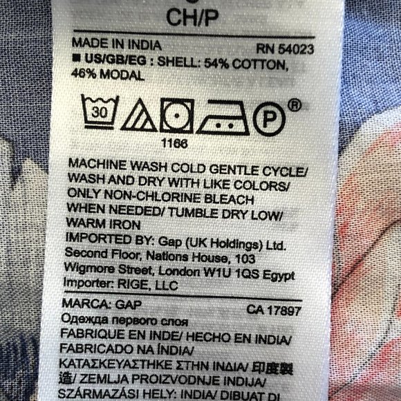 Gap Body Sleeveless Blouse in Blue Tropical Print Size S - Picture 8 of 9